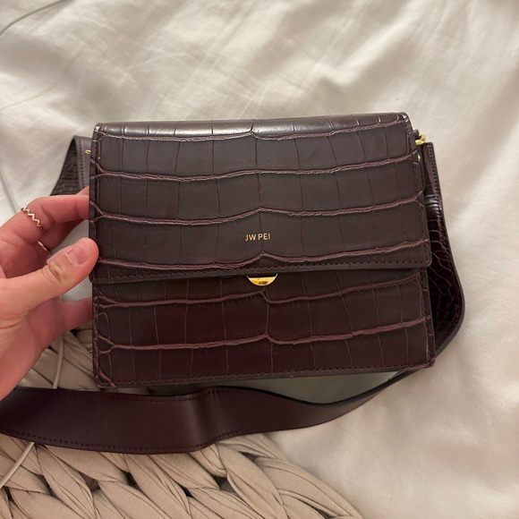 JW PEI | Mini Flap Crossbody in Brown Croc - Picture 8 of 10